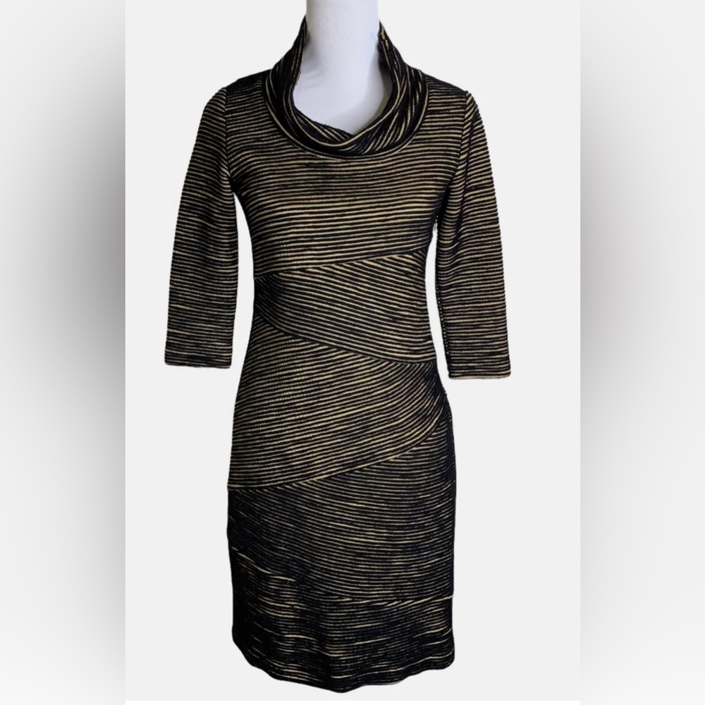 Sara Campbell Black& Gold Turtleneck Bandage Dress
